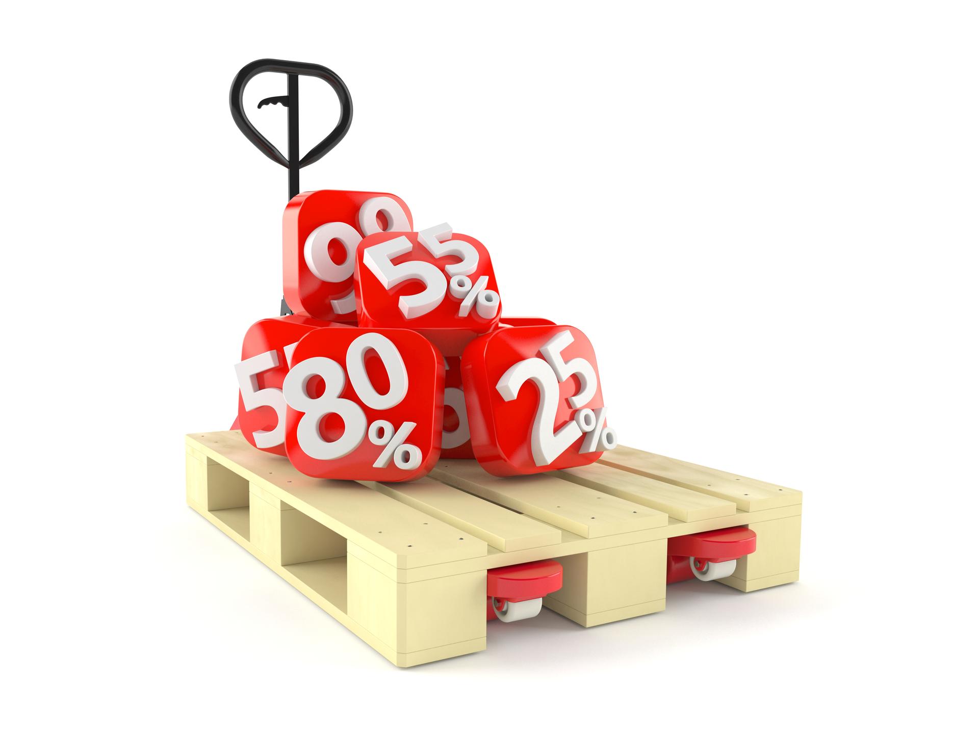 Percent numbers on hand pallet truck